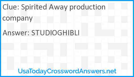 Spirited Away production company Answer