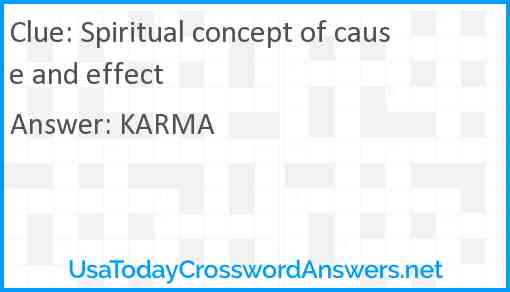Spiritual concept of cause and effect Answer