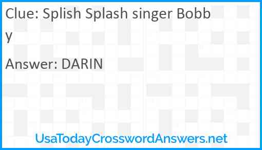 Splish Splash singer Bobby Answer