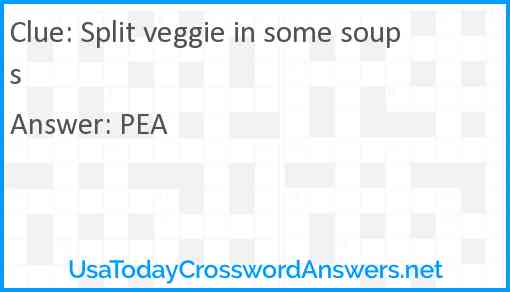 Split veggie in some soups Answer