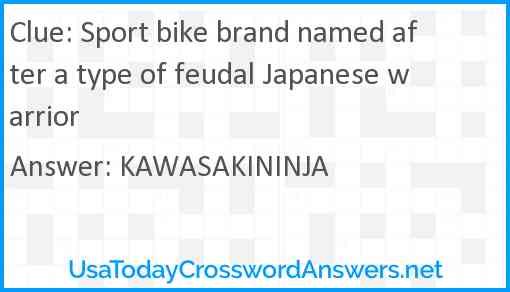 Sport bike brand named after a type of feudal Japanese warrior Answer