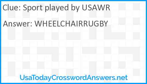 Sport played by USAWR Answer