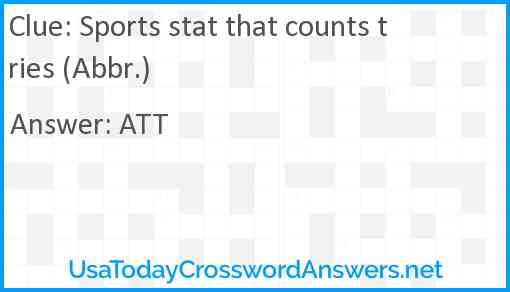 Sports stat that counts tries (Abbr.) Answer