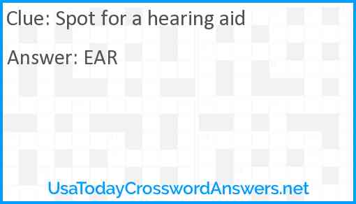 Spot for a hearing aid Answer