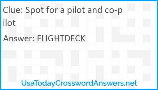 Spot for a pilot and co-pilot Answer