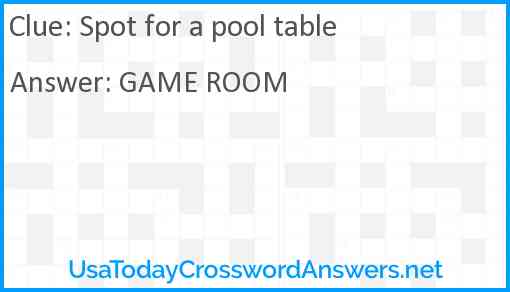 Spot for a pool table Answer