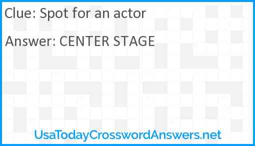 Spot for an actor Answer