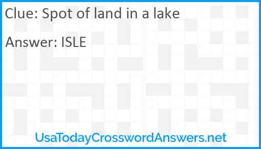 Spot of land in a lake Answer