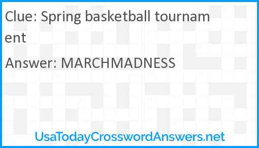 Spring basketball tournament Answer