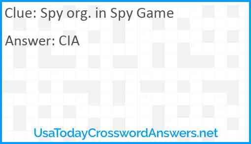 Spy org. in Spy Game Answer