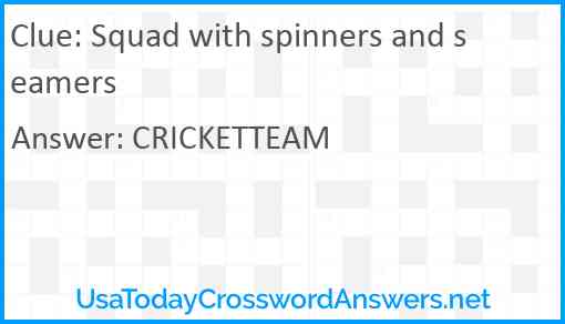 Squad with spinners and seamers Answer