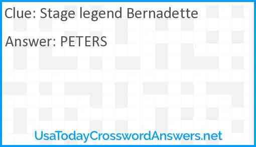 Stage legend Bernadette Answer