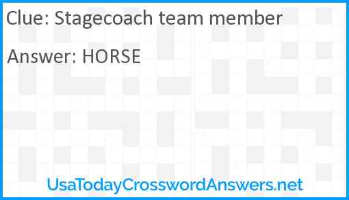 Stagecoach team member Answer
