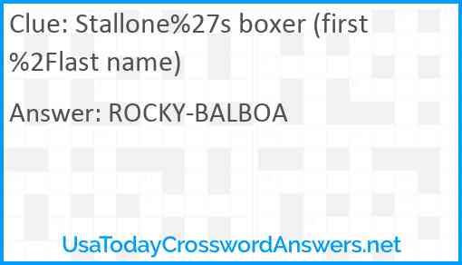 Stallone%27s boxer (first%2Flast name) Answer