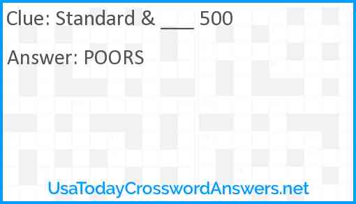 Standard & ___ 500 Answer