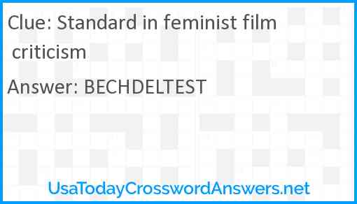 Standard in feminist film criticism Answer