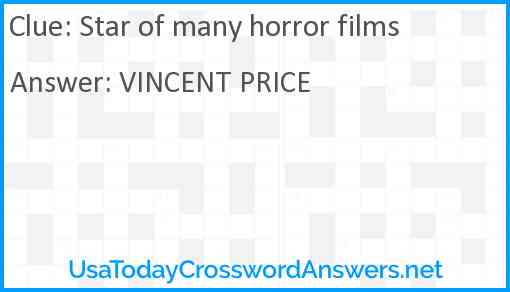 Star of many horror films Answer