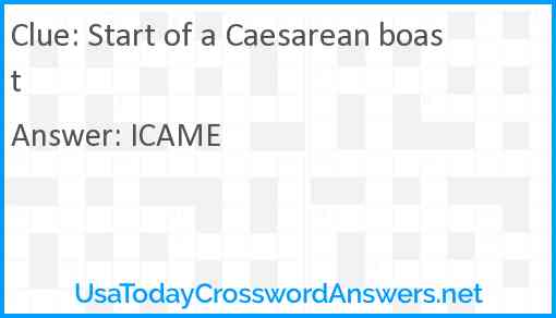 Start of a Caesarean boast Answer