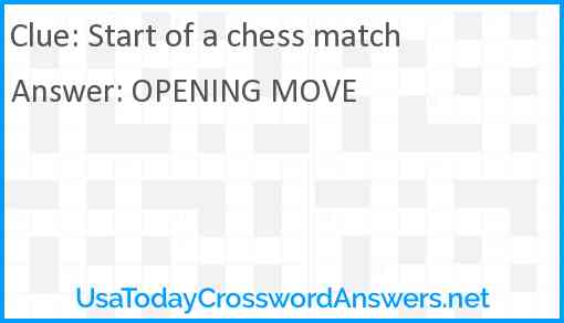 Start of a chess match Answer