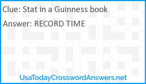 Stat in a Guinness book Answer