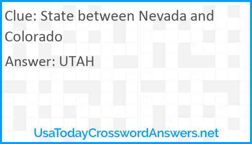 State between Nevada and Colorado Answer