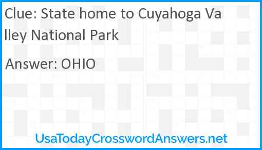 State home to Cuyahoga Valley National Park Answer