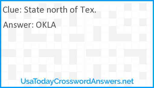 State north of Tex. Answer