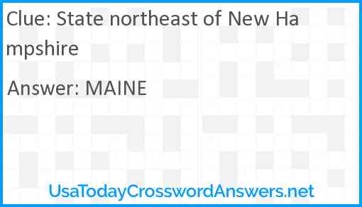 State northeast of New Hampshire Answer