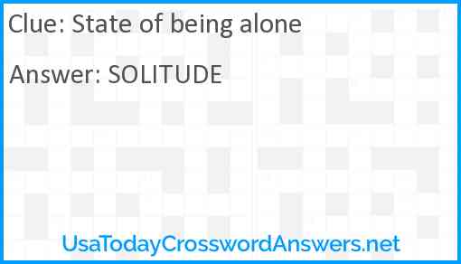 State of being alone Answer