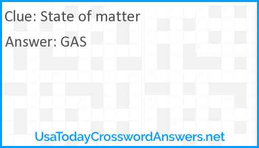 State of matter Answer