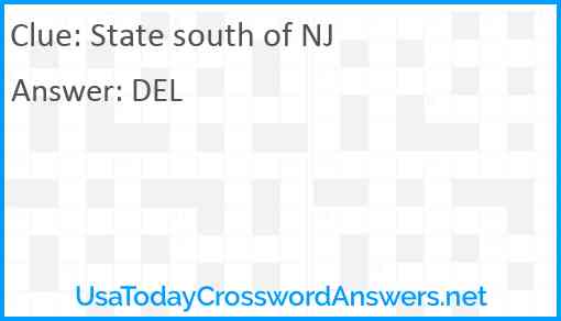 State south of NJ Answer