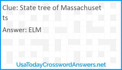 State tree of Massachusetts Answer