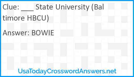 ___ State University (Baltimore HBCU) Answer