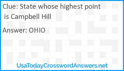 State whose highest point is Campbell Hill Answer