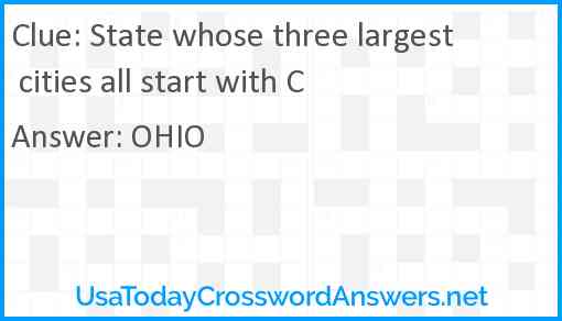 State whose three largest cities all start with C Answer