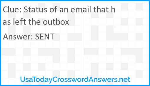 Status of an email that has left the outbox Answer