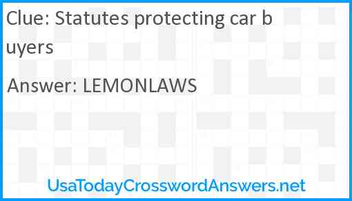 Statutes protecting car buyers Answer