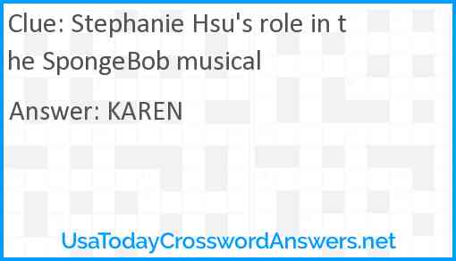 Stephanie Hsu's role in the SpongeBob musical Answer