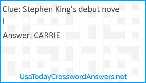 Stephen King's debut novel Answer
