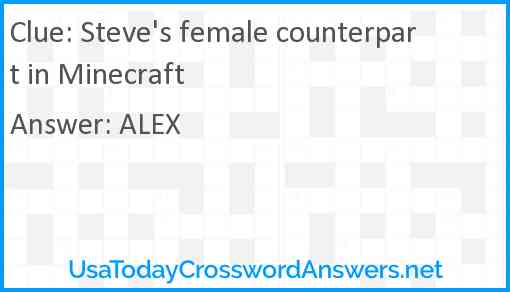Steve's female counterpart in Minecraft Answer