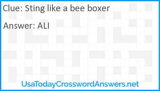 Sting like a bee boxer Answer