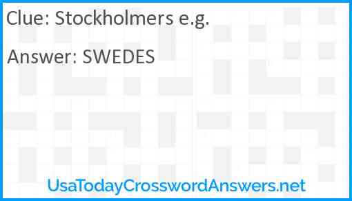 Stockholmers e.g. Answer