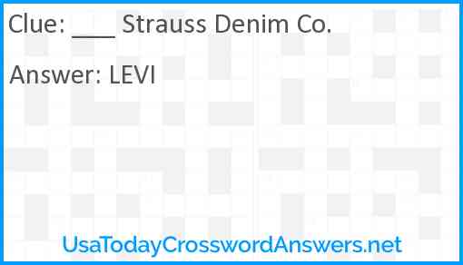 ___ Strauss Denim Co. Answer