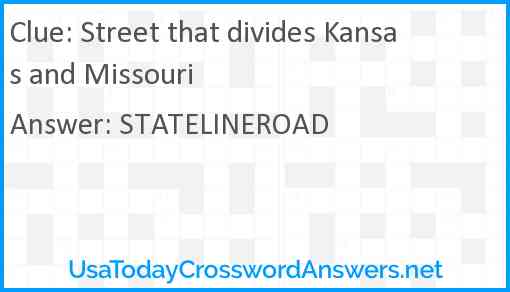 Street that divides Kansas and Missouri Answer