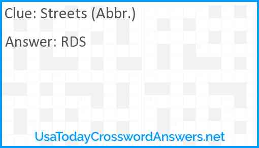 Streets (Abbr.) Answer