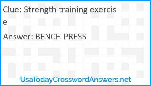 Strength training exercise Answer