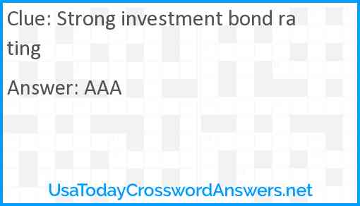 Strong investment bond rating Answer