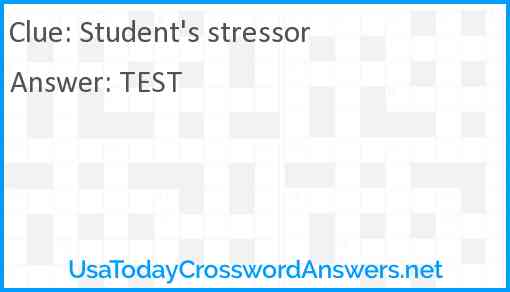 Student's stressor Answer