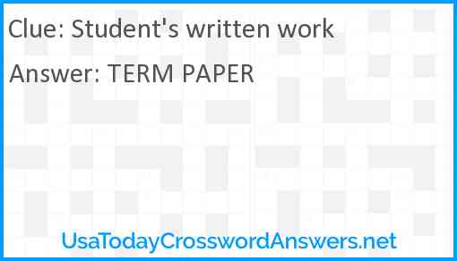 Student's written work Answer