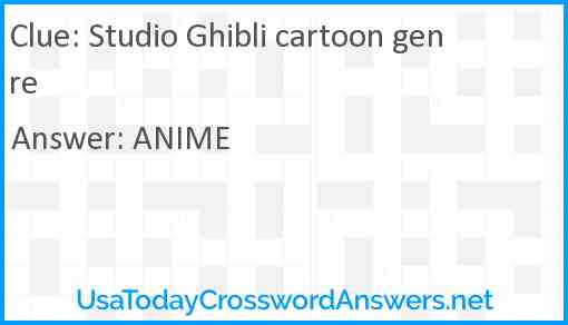 Studio Ghibli cartoon genre Answer